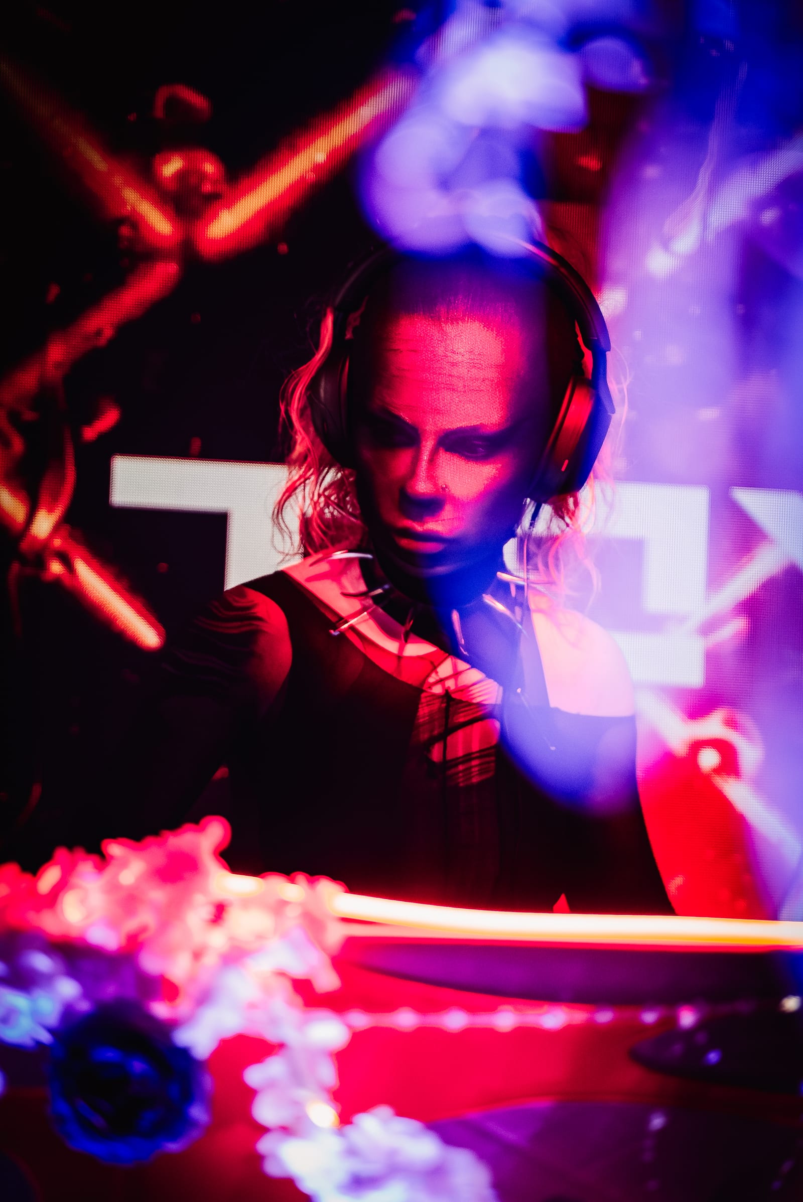 Red lit DJ profile
